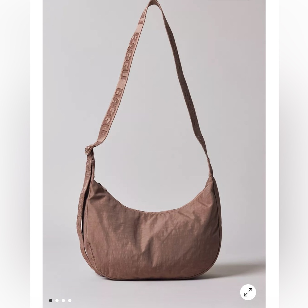BAGGU Toasted Almond Crossbody Bag with Logo Strap NWOT